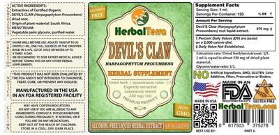 Photo of the Herbal Terra Devil's Claw Alcohol Free label