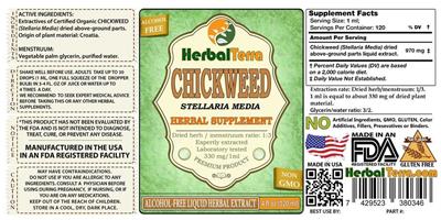 Photo of the Herbal Terra Chickweed Alcohol Free label
