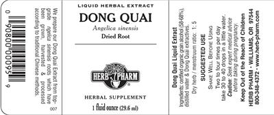 Photo of the Herb Pharm Dong Quai label