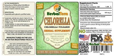 Photo of the Herbal Terra Chlorella Alcohol Free label
