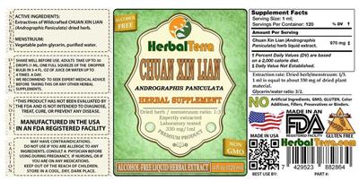 Photo of the Herbal Terra Chuan Xin Lian Alcohol Free label