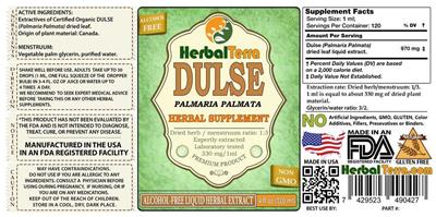 Photo of the Herbal Terra Dulse Alcohol Free label