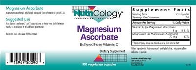 Photo of the NutriCology Magnesium Ascorbate label