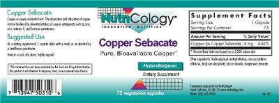 Photo of the NutriCology Copper Sebacate label