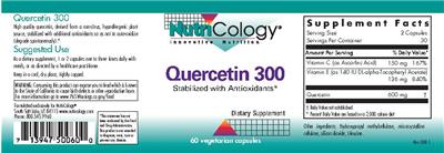 Photo of the NutriCology Quercetin 300 label