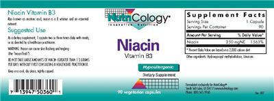Photo of the NutriCology Niacin label