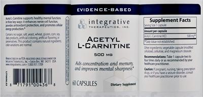 Photo of the Integrative Therapeutics Acetyl L-Carnitine label