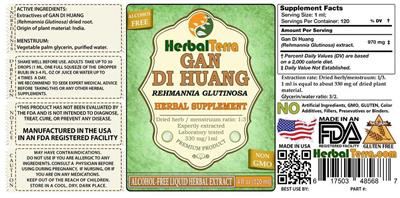 Photo of the Herbal Terra Gan Di Huang Alcohol Free label