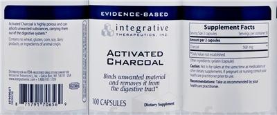 Photo of the Integrative Therapeutics Activated Charcoal label