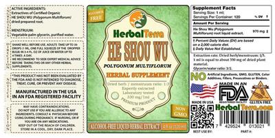 Photo of the Herbal Terra He Shou Wu Alcohol Free label