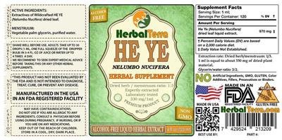 Photo of the Herbal Terra He Ye Alcohol Free label
