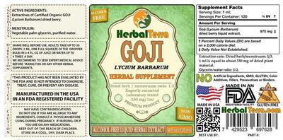Photo of the Herbal Terra Goji Alcohol Free label