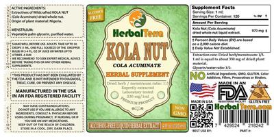 Photo of the Herbal Terra Kola Nut Alcohol Free label