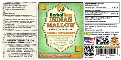 Photo of the Herbal Terra Indian Mallow Alcohol Free label