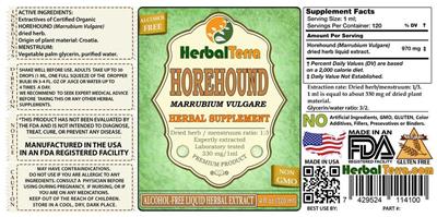 Photo of the Herbal Terra Horehound Alcohol Free label