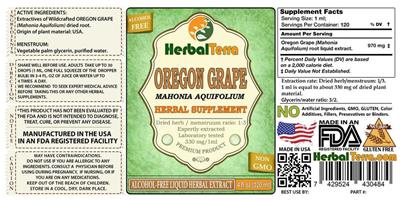 Photo of the Herbal Terra Oregon Grape Alcohol Free label