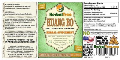 Photo of the Herbal Terra Huang Bo Alcohol Free label