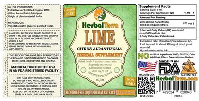 Photo of the Herbal Terra Lime Alcohol Free label