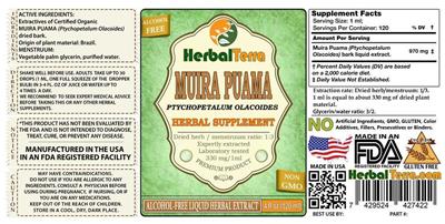 Photo of the Herbal Terra Muira Puama Alcohol Free label