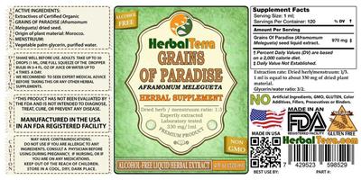 Photo of the Herbal Terra Grains of Paradise Alcohol Free label