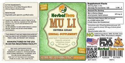 Photo of the Herbal Terra Mu Li Alcohol Free label