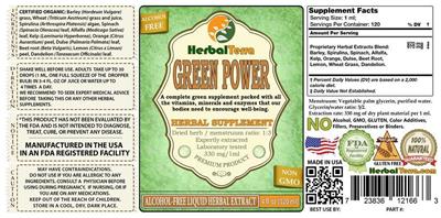 Photo of the Herbal Terra Green Power Alcohol Free label