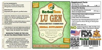 Photo of the Herbal Terra Lu Gen Alcohol Free label