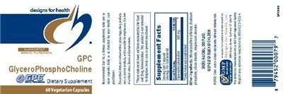 Photo of the Designs for Health GPC GlyceroPhosphoCholine label