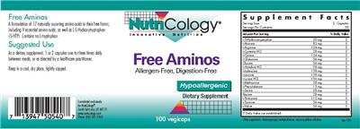 Photo of the NutriCology Free Aminos label