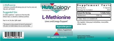 Photo of the NutriCology L-Methionine label
