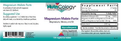 Photo of the NutriCology Magnesium Malate Forte label