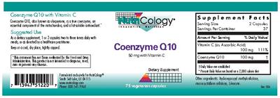 Photo of the NutriCology Coenzyme Q10 50 mg with Vitamin C label