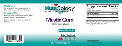 Photo of the NutriCology Mastic Gum label
