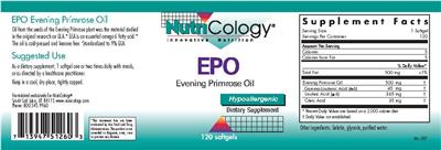 Photo of the NutriCology EPO Evening Primrose Oil label