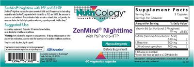 Photo of the NutriCology ZenMind Nighttime with P5P and 5-HTP label