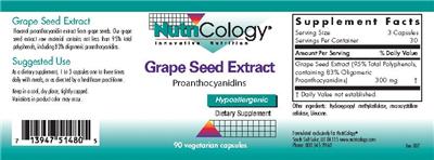 Photo of the NutriCology Grape Seed Extract label