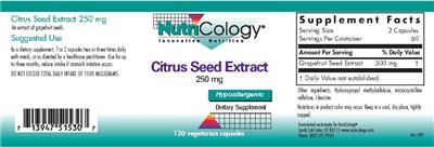 Photo of the NutriCology Citrus Seed Extract 250 mg label