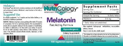 Photo of the NutriCology Melatonin label