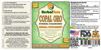 Photo of the Herbal Terra Copal Oro Alcohol Free label