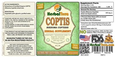 Photo of the Herbal Terra Coptis Alcohol Free label