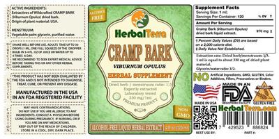 Photo of the Herbal Terra Cramp Bark Alcohol Free label