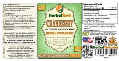 Photo of the Herbal Terra Cranberry Alcohol Free label