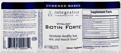Photo of the Integrative Therapeutics Biotin Forte label