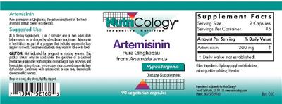 Photo of the NutriCology Artemisinin label