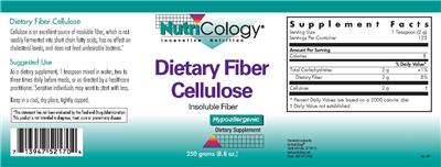 Photo of the NutriCology Dietary Fiber Cellulose label