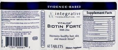 Photo of the Integrative Therapeutics Biotin Forte With Zinc label