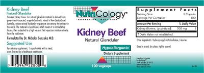 Photo of the NutriCology Kidney Beef Natural Glandular label