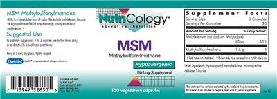Photo of the NutriCology MSM Methylsulfonylmethane label