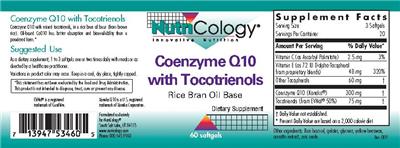 Product label for Coenzyme Q10 with Tocotrienols