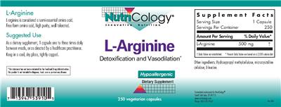 Photo of the NutriCology L-Arginine label